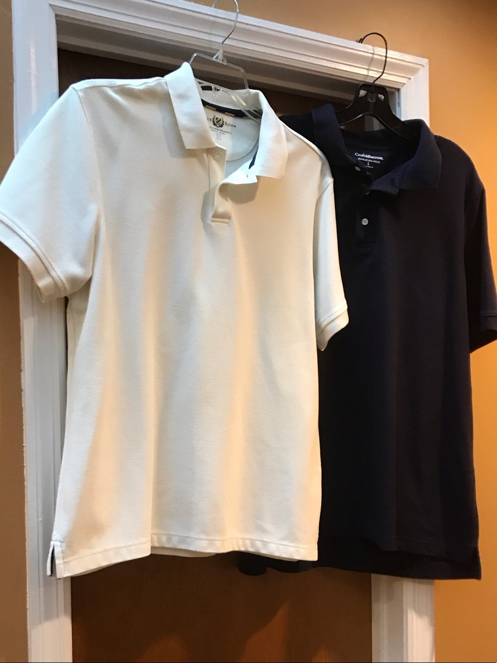 Two Men's Polo Shirts - White and Navy